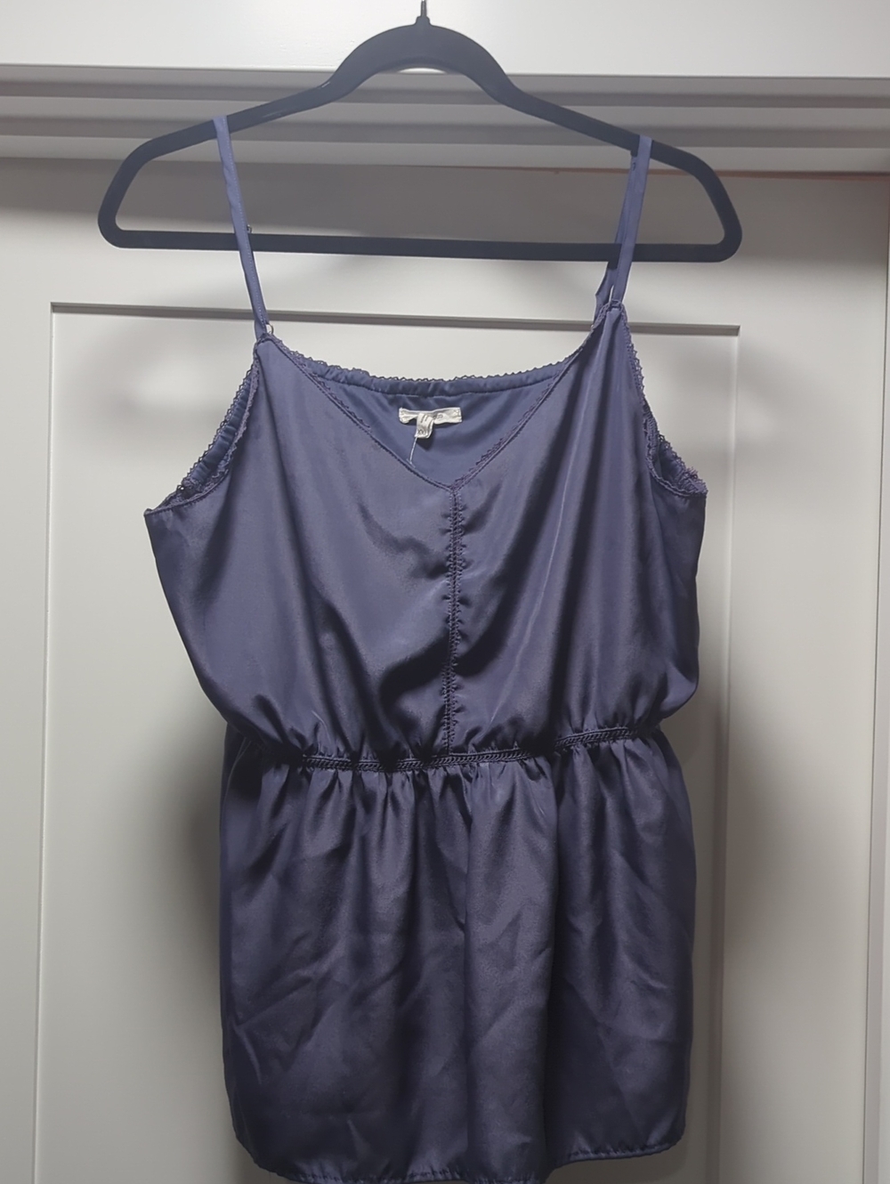 Maurices Satin Cami Romper - Dark Blue